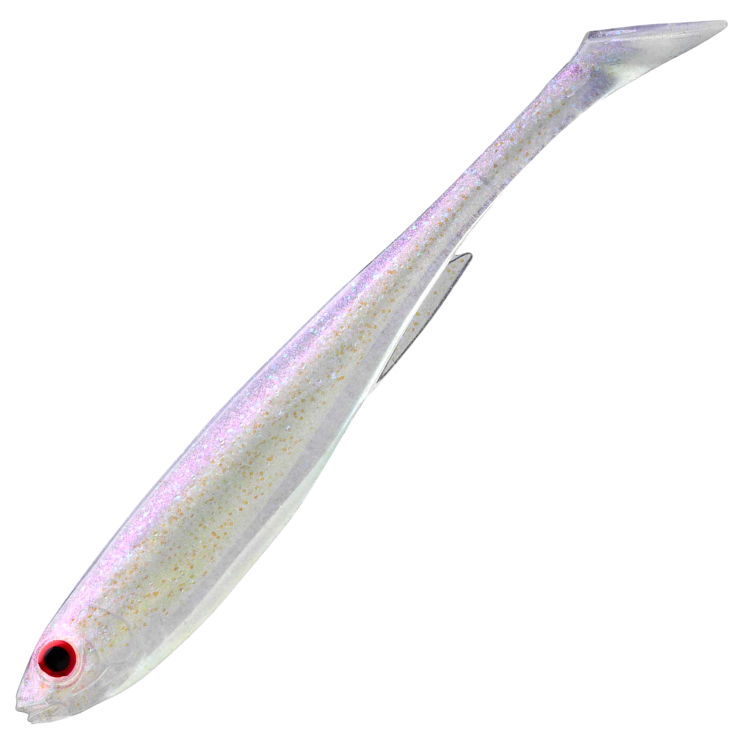 Daiwa Prorex Slim Shad Y 16cm Jigi, väri White Ghost: helmenvalkoinen runko ja violetti hohde