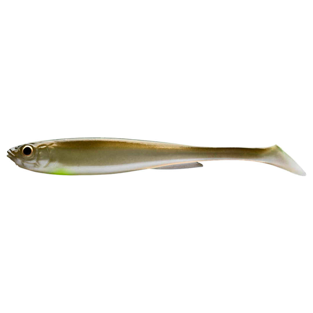 Daiwa Prorex Slim Shad Y 7.5cm Jigi Ayu sivulta, pää vasemmalla