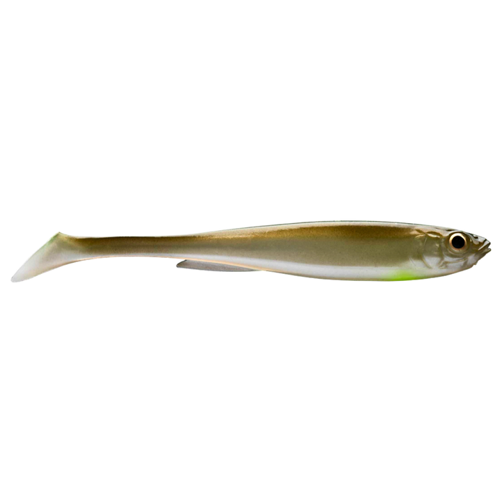 Daiwa Prorex Slim Shad Y 7.5cm Jigi Ayu sivulta, pää oikealla