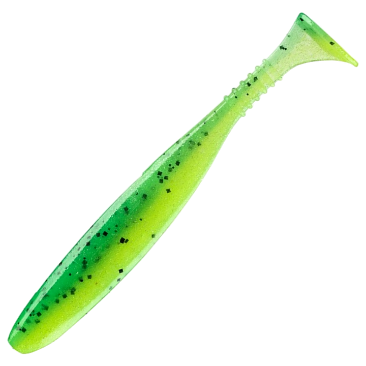 Daiwa Tournament D´Fin 12.5cm Jigi, väri UV Chart Tiger: vihreä runko ja mustat pilkut