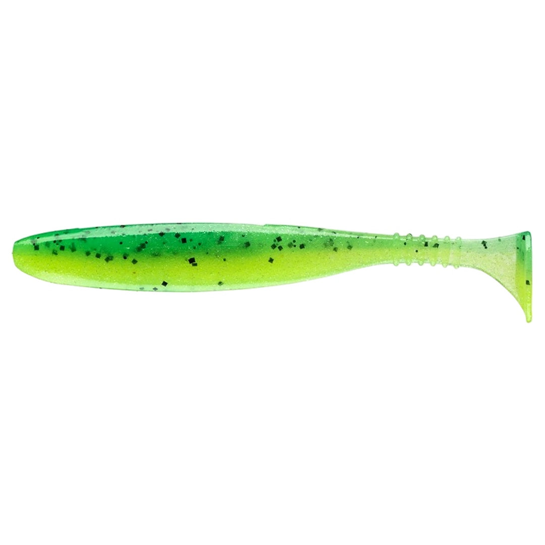 Daiwa Tournament D´Fin 7.5cm Jigi UV Chart Tiger sivulta, pää vasemmalla