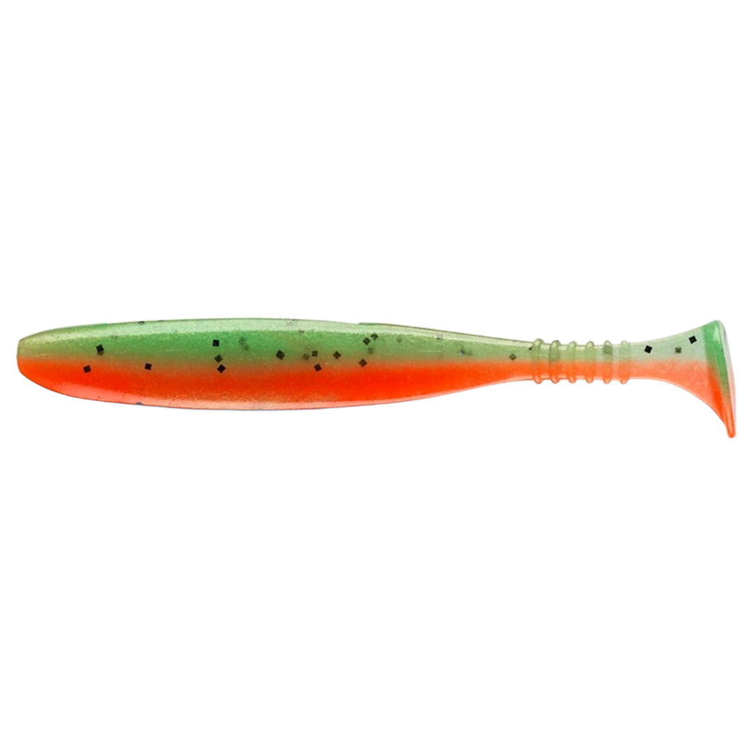 Daiwa Tournament D´Fin 7.5cm Jigi UV Hot Tomato sivulta, pää vasemmalla