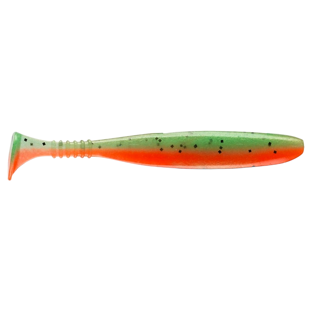 Daiwa Tournament D´Fin 7.5cm Jigi UV Hot Tomato sivulta, pää oikealla