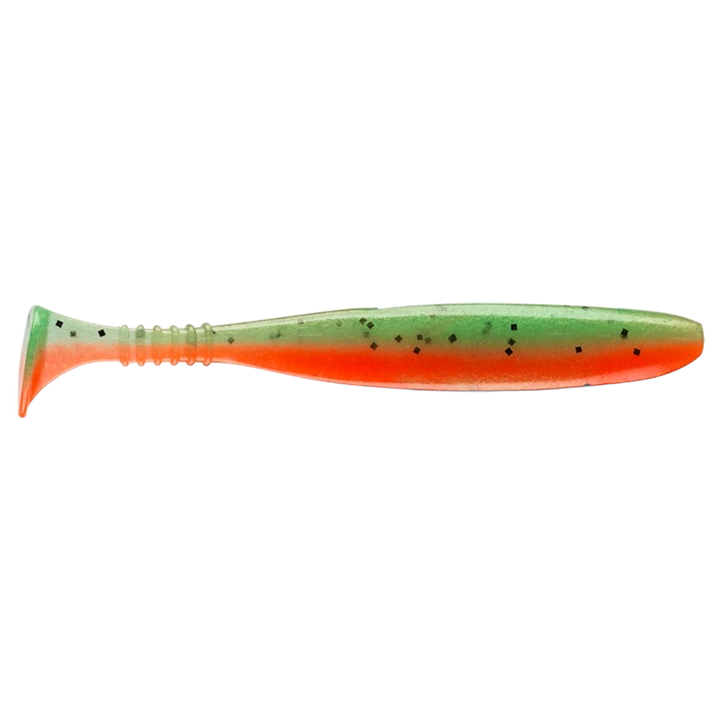 Daiwa Tournament D´Fin 7.5cm Jigi UV Hot Tomato sivulta, pää oikealla