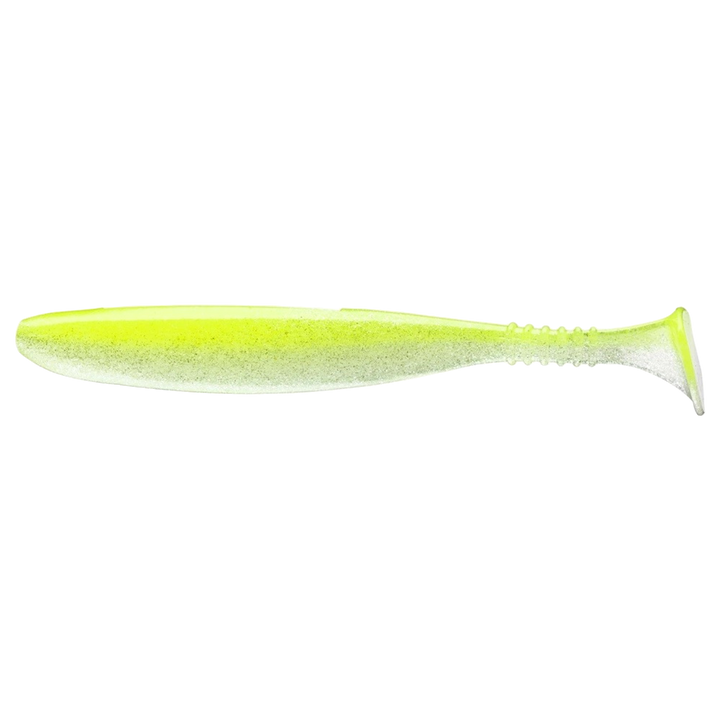 Daiwa Tournament D´Fin 7.5cm Jigi UV Lime Pearl sivulta, pää vasemmalla