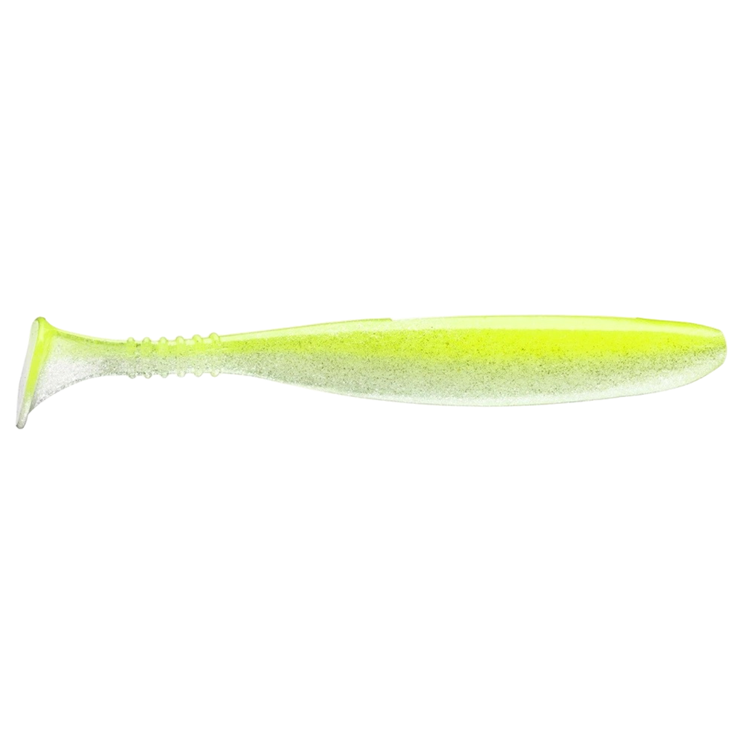 Daiwa Tournament D´Fin 7.5cm Jigi UV Lime Pearl sivulta, pää oikealla