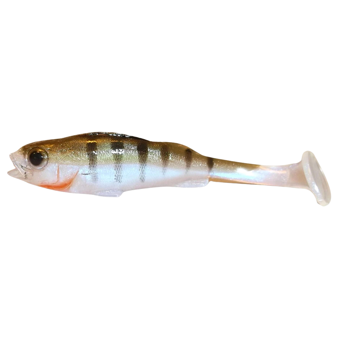 Dominator URSB Ahven Lapiopyrstö Jigi 8cm ZN sivulta, pää vasemmalla