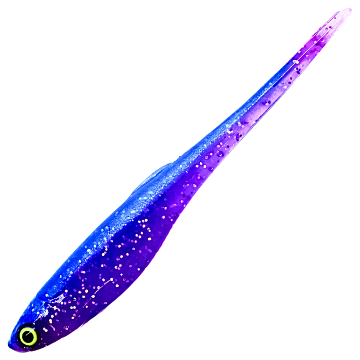 Dominator URSB Salakka V-pyrstö Jigi 7.5cm, väri VNF: sininen hileinen runko ja violetti pyrstö
