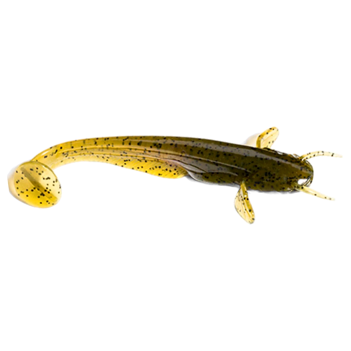 FishUp Catfish Jigi 2" Green Pumpkin Seed sivulta, pää oikealla