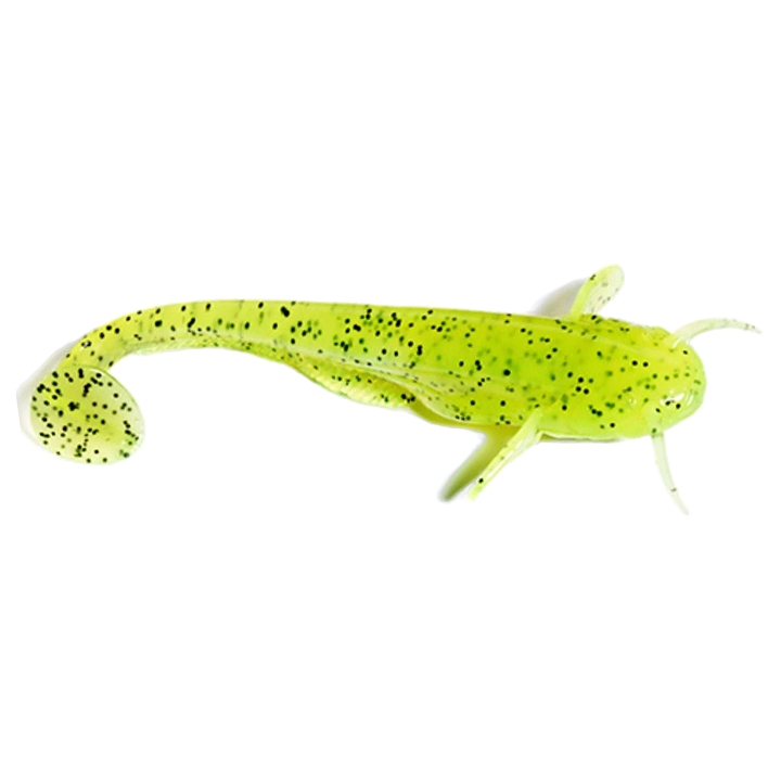 FishUp Catfish Jigi 3" Chartreuse/Black sivulta, pää oikealla
