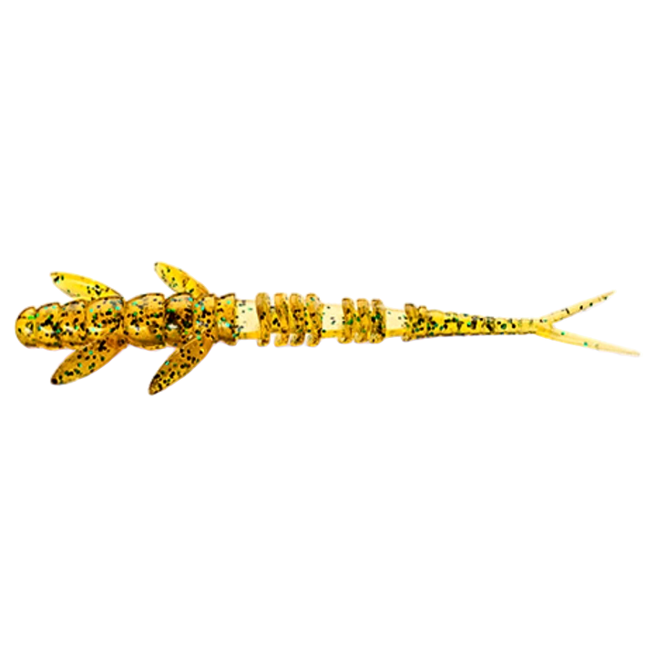 FishUp Flit Jigi 3" Caramel/Green &amp; Black sivulta, pää vasemmalla