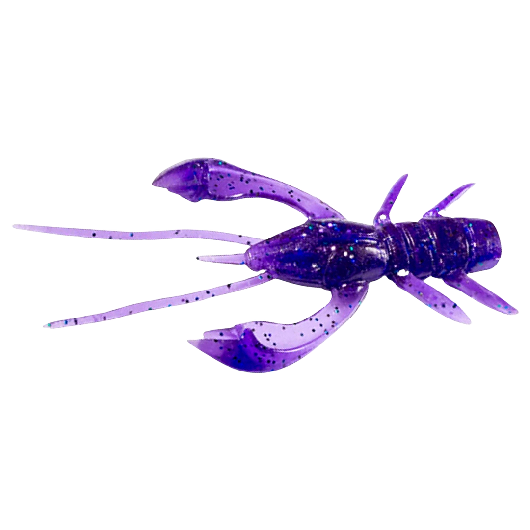 FishUp Real Craw Jigi 2" Dark Violet/Peacock & Silver ylhäältä, pää vasemmalla