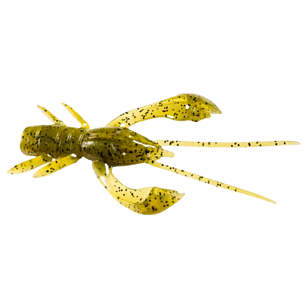 FishUp Real Craw Jigi 2" Green Pumpkin Seed ylhäältä, pää oikealla