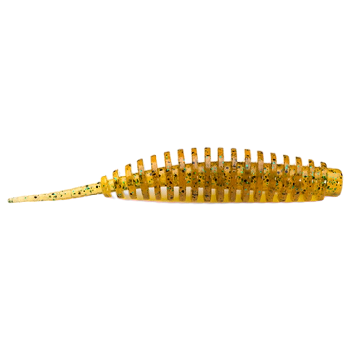 FishUp Tanta Jigi 3.5" Caramel/Green &amp; Black sivulta, pää oikealla