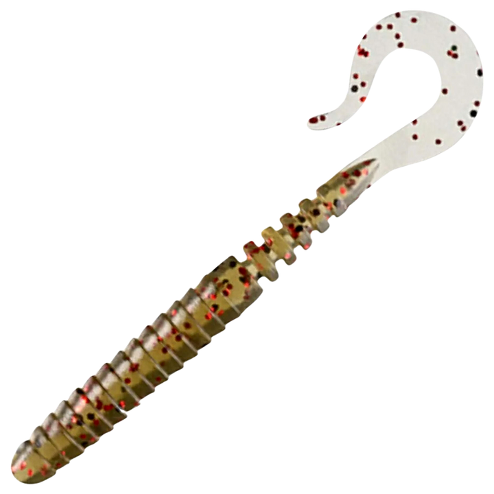 FishUp Vipo Jigi 2.8", väri Green Pumpkin/Red &amp; Black: ruskea runko, punaiset ja mustat hileet ja vaalea pyrstö