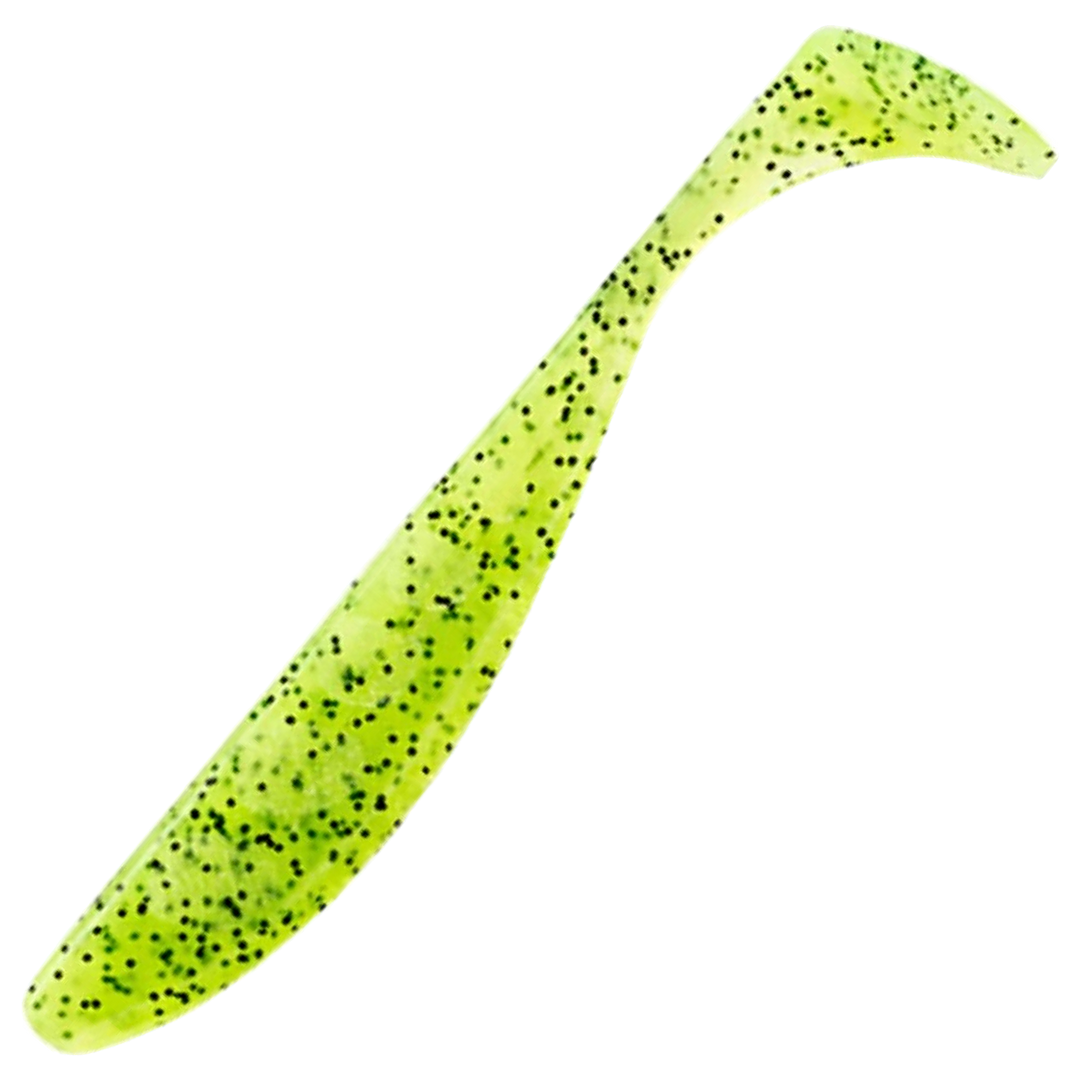 FishUp Wizzle Shad Jigi 2", väri Chartreuse/Black: kellanvihreä runko ja mustat pilkut