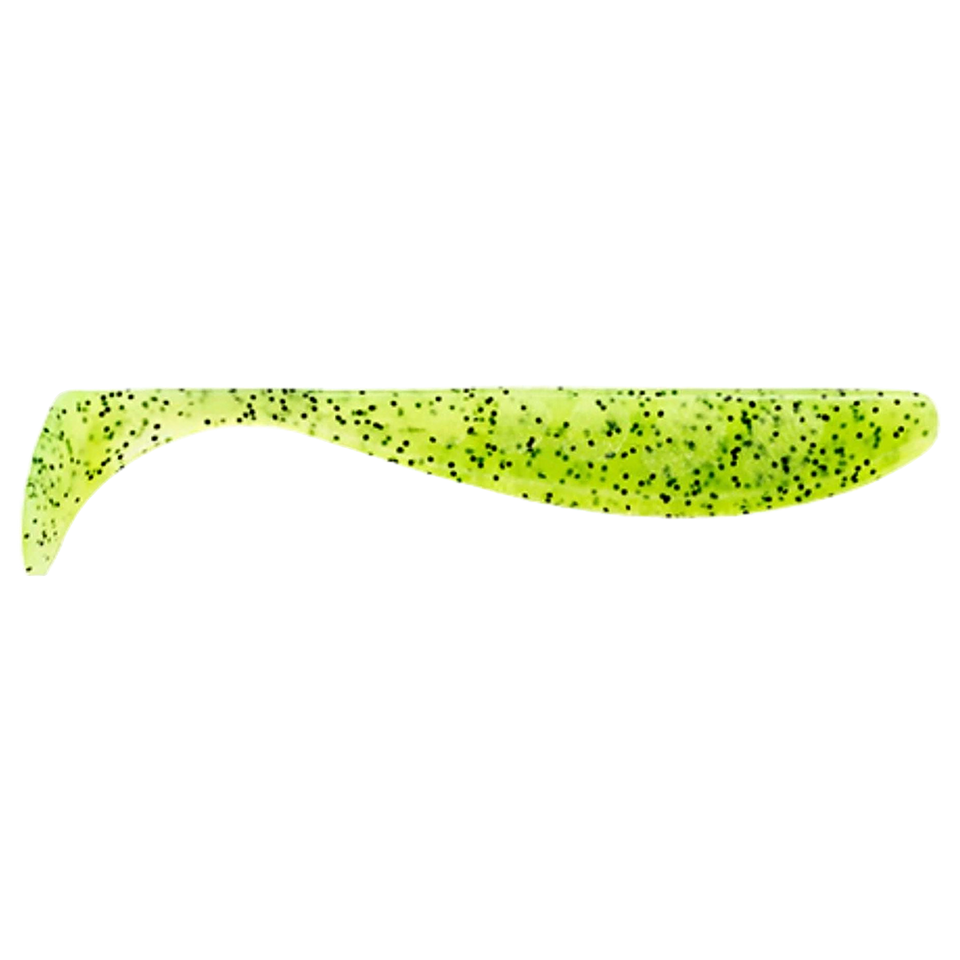 FishUp Wizzle Shad Jigi 2" Chartreuse/Black sivulta, pää oikealla