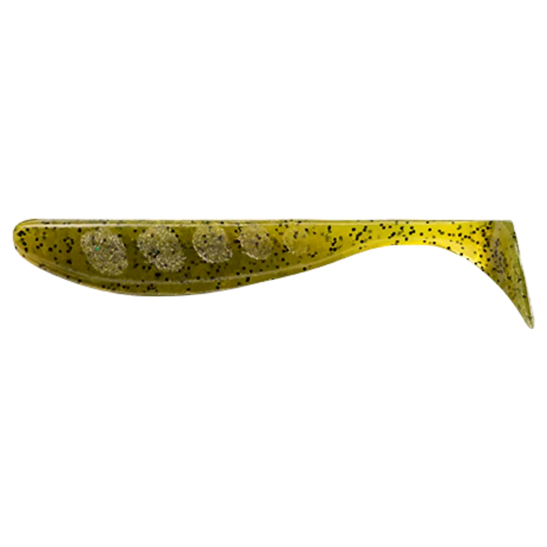 FishUp Wizzle Shad Jigi 2" Green Pumpkin Seed sivulta, pää vasemmalla