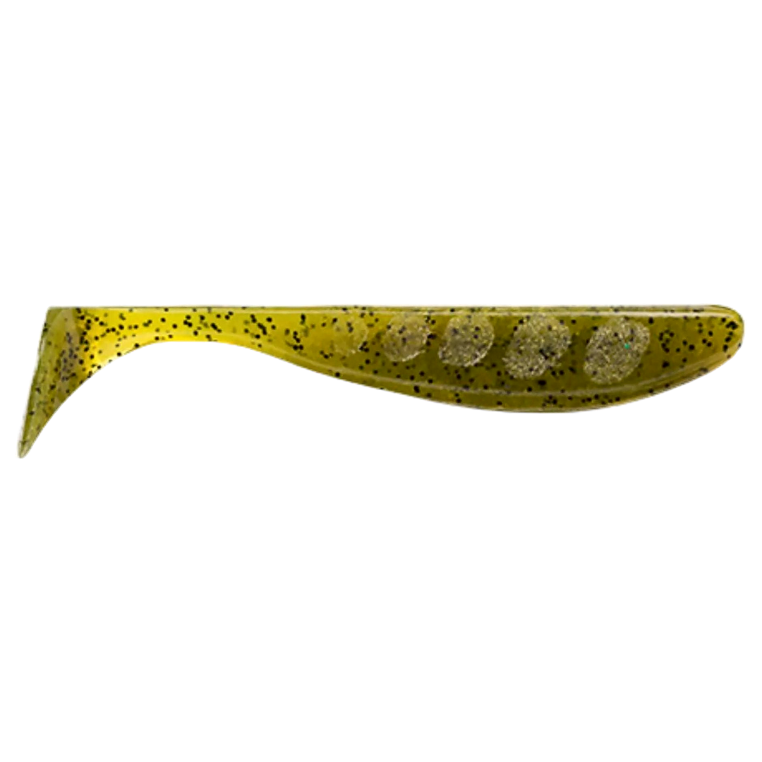 FishUp Wizzle Shad Jigi 2" Green Pumpkin Seed sivulta, pää oikealla