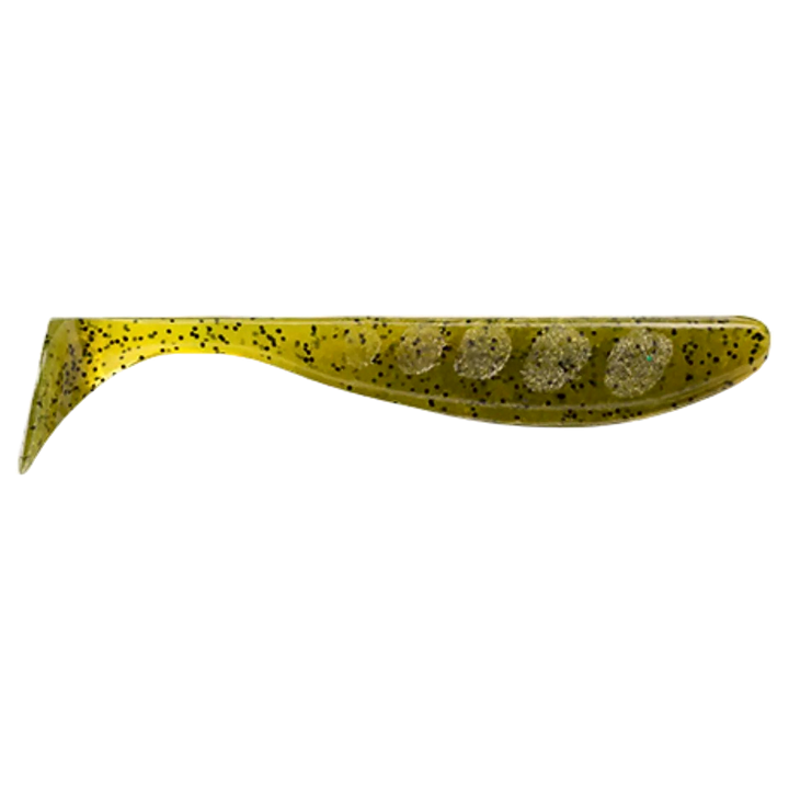FishUp Wizzle Shad Jigi 2" Green Pumpkin Seed sivulta, pää oikealla