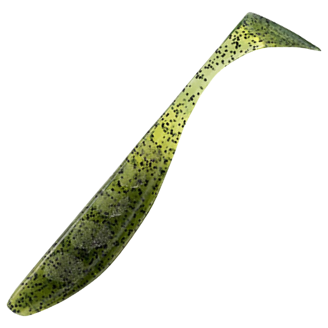 FishUp Wizzle Shad Jigi 2", väri Watermelon Seed: vihreä runko ja mustat pilkut