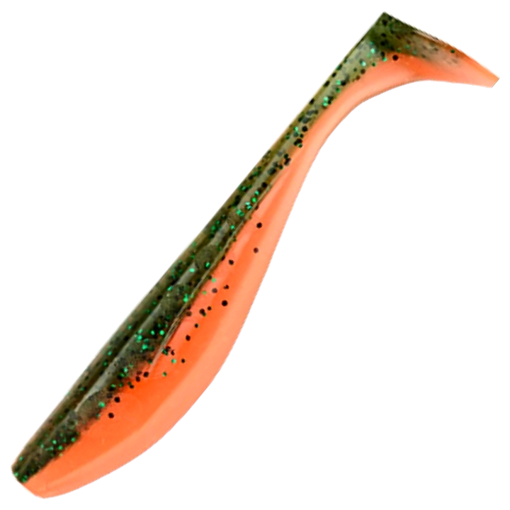 FishUp Wizzle Shad Jigi 3", väri Watermelon/Orange: vihreä selkä ja oranssi vatsa