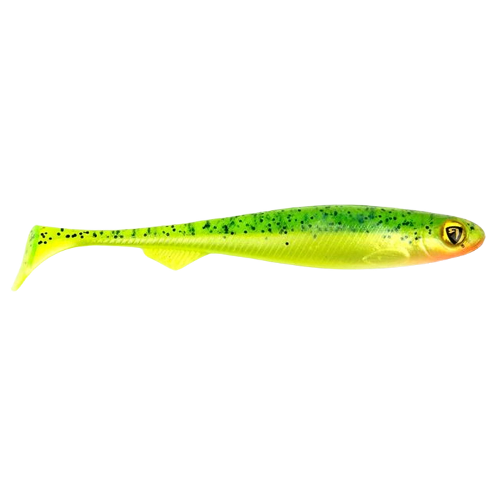 Fox Rage Slick Shad Jigi 11cm Lemontiger sivulta, pää oikealla