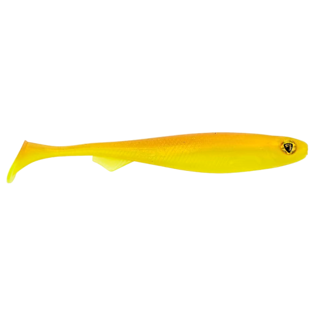 Fox Rage Slick Shad Jigi 11cm UV Sun Dance sivulta, pää oikealla