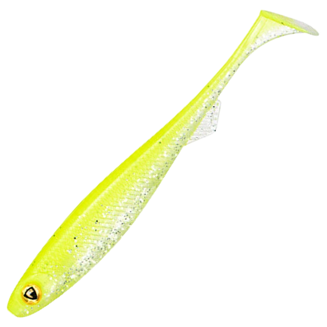 Fox Rage Slick Shad Jigi 13cm, väri UV Chartreuse AYU: kellanvihreä runko ja hopeiset hileet
