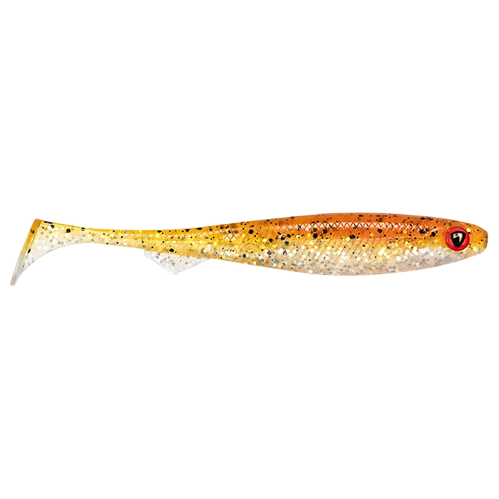 Fox Rage Slick Shad Jigi 13cm UV Tinsel sivulta, pää oikealla