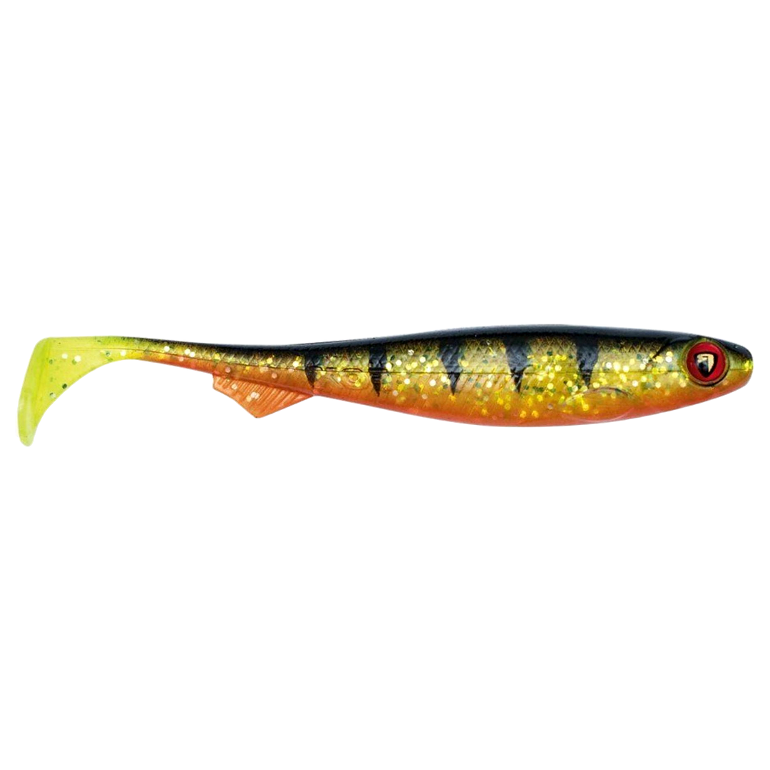 Fox Rage Slick Shad Jigi 7cm UV Perch sivulta, pää oikealla