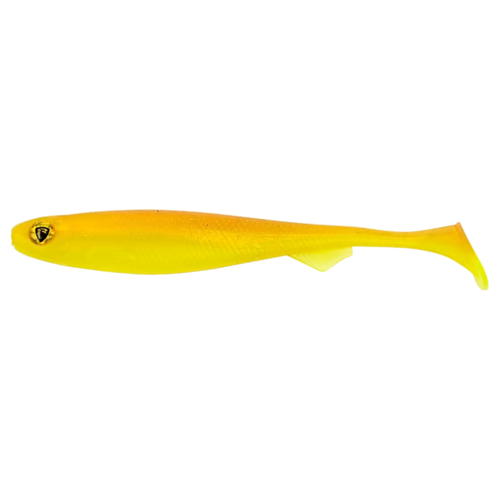 Fox Rage Slick Shad Jigi 9cm UV Sun Dance sivulta, pää vasemmalla