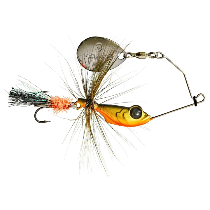 Gunki Alvin Fly Spinnerbait 5.6g Acid Fly sivulta, pää oikealla