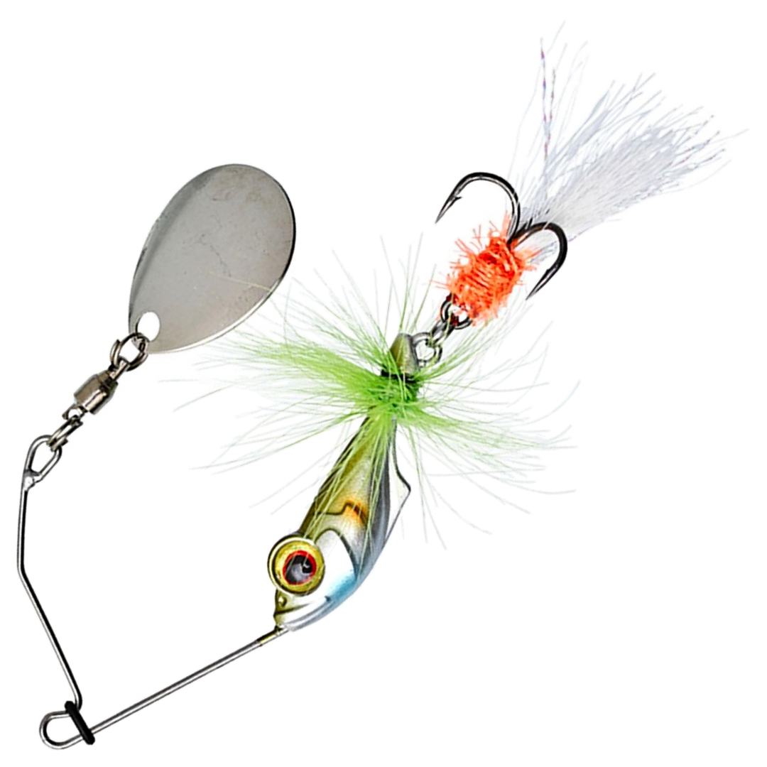 Gunki Alvin Fly Spinnerbait 5.6g, väri Baby Chart: hopeinen pää, vihreät karvat, valkoinen pyrstö ja hopeinen lapa