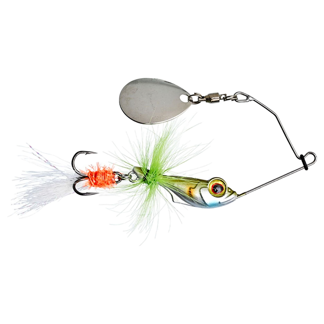 Gunki Alvin Fly Spinnerbait 5.6g Baby Chart sivulta, pää oikealla