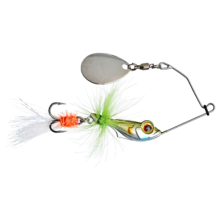 Gunki Alvin Fly Spinnerbait 5.6g Baby Chart sivulta, pää oikealla