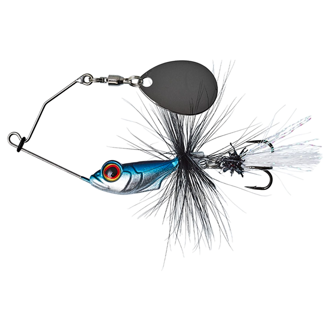 Gunki Alvin Fly Spinnerbait 5.6g Blue Alive sivulta, pää vasemmalla