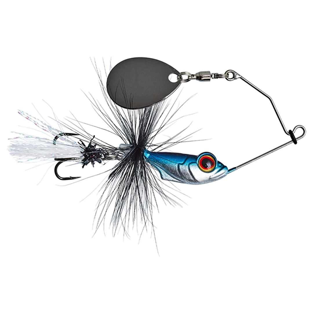 Gunki Alvin Fly Spinnerbait 5.6g Blue Alive sivulta, pää oikealla