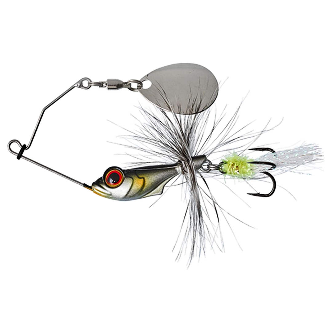 Gunki Alvin Fly Spinnerbait 5.6g Tiny Alive sivulta, pää vasemmalla