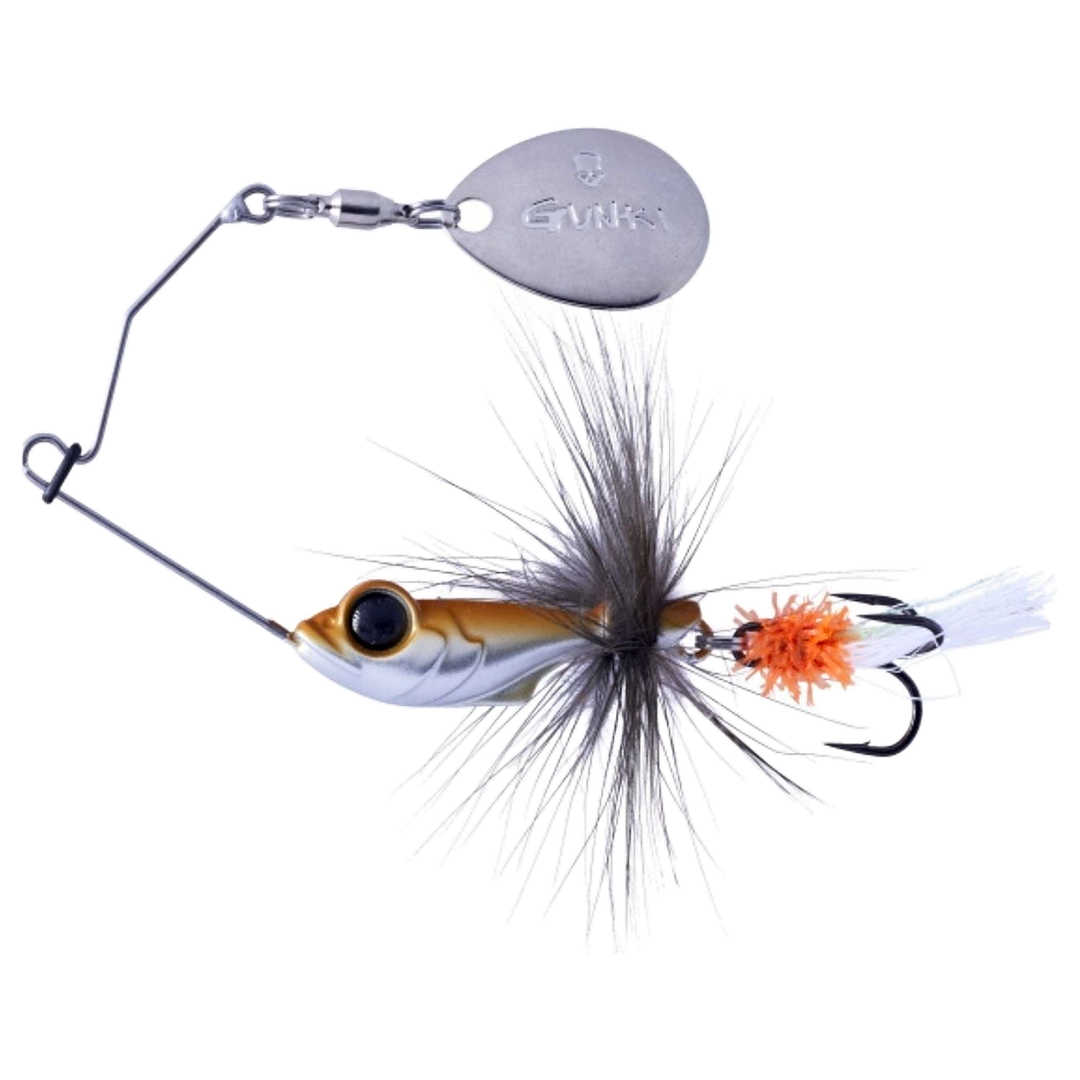 Gunki Alvin Fly Spinnerbait 5.6g White Fry sivulta, pää vasemmalla