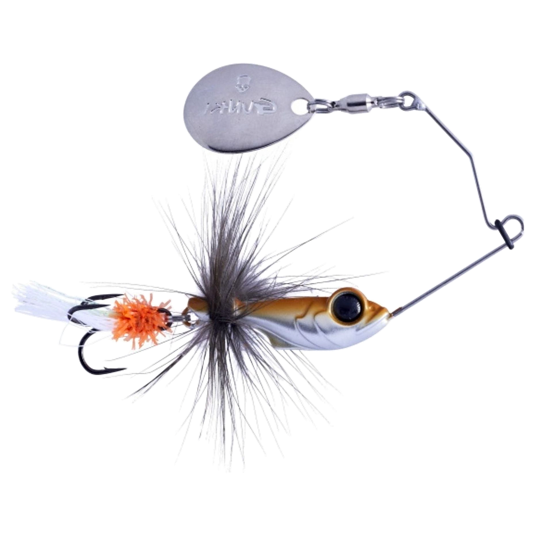 Gunki Alvin Fly Spinnerbait 5.6g White Fry sivulta, pää oikealla