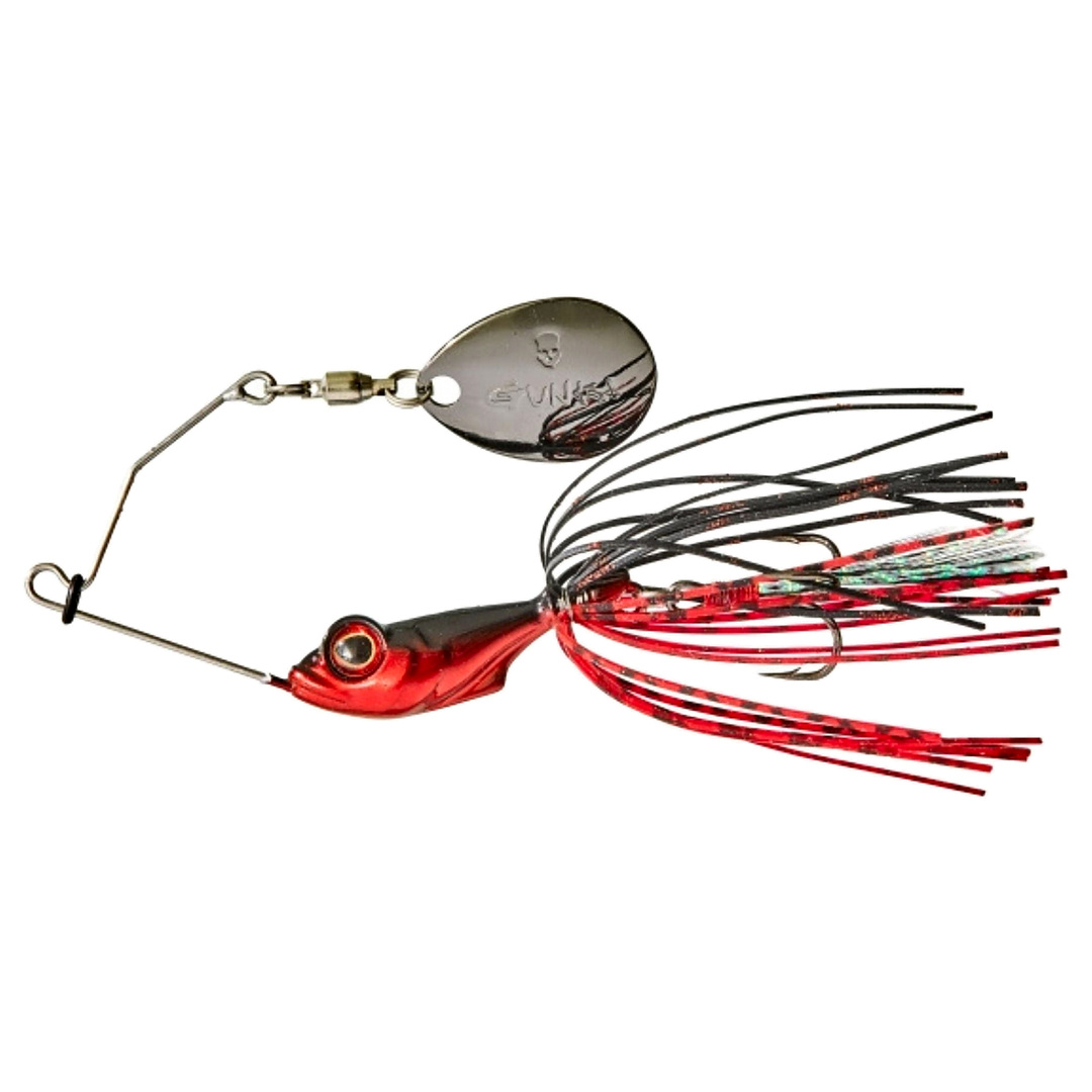 Gunki Alvin Spinnerbait 5,6g Black &amp; Red sivulta, pää vasemmalla