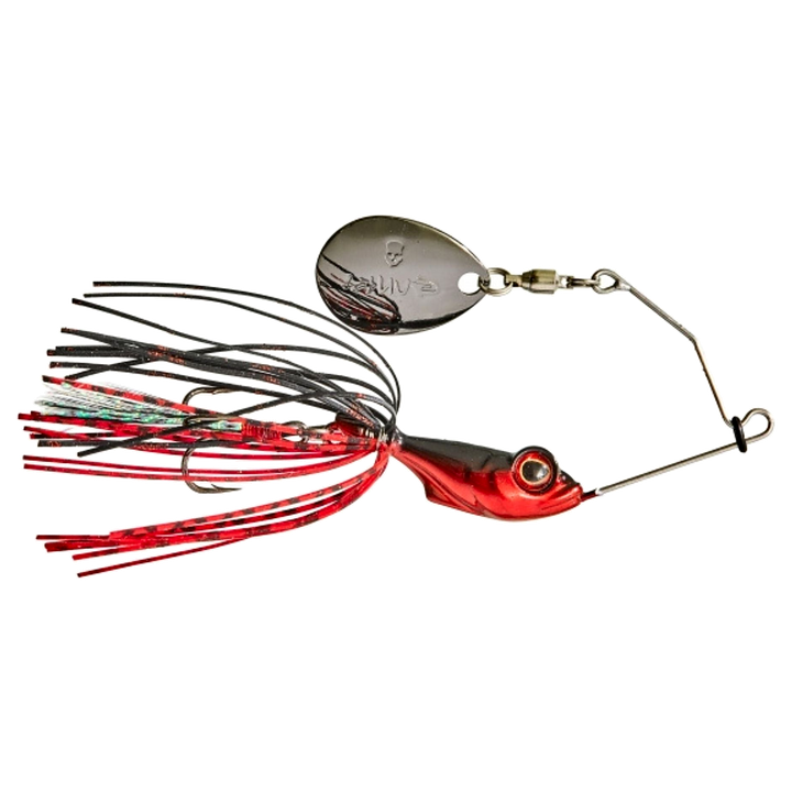 Gunki Alvin Spinnerbait 5,6g Black &amp; Red sivulta, pää oikealla