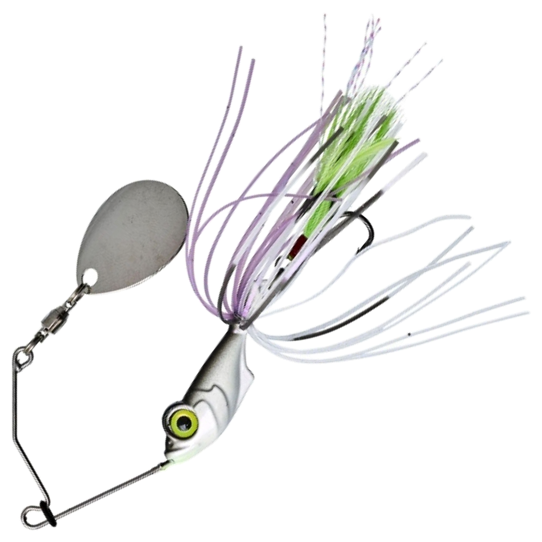 Gunki Alvin Spinnerbait 5,6g, väri Chart Shad: hopeinen pää, valkoinen ja violetti helma, hopeinen lapa