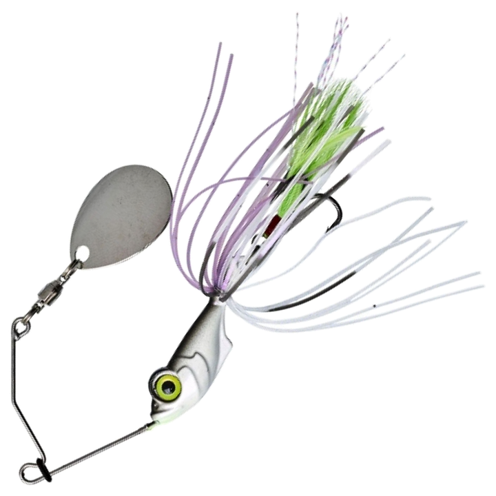 Gunki Alvin Spinnerbait 5,6g, väri Chart Shad: hopeinen pää, valkoinen ja violetti helma, hopeinen lapa