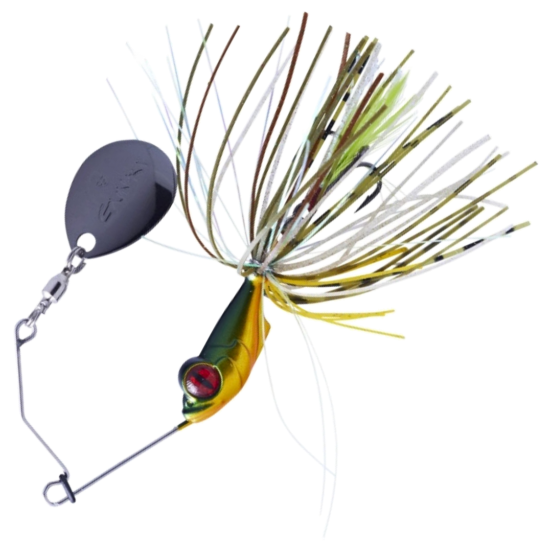 Gunki Alvin Spinnerbait 5,6g, väri Gold Perch: vihreä selkä, kultainen kylki, vihertävä helma ja tumma lapa