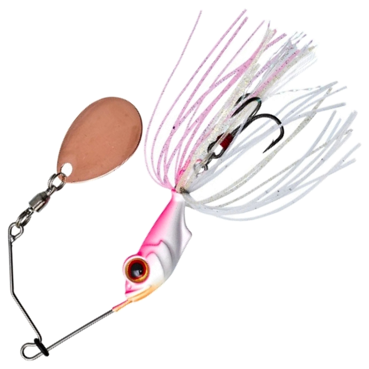 Gunki Alvin Spinnerbait 5,6g, väri Pink Shiner: pinkki pää, pinkki ja valkoinen helma, kuparinen lapa