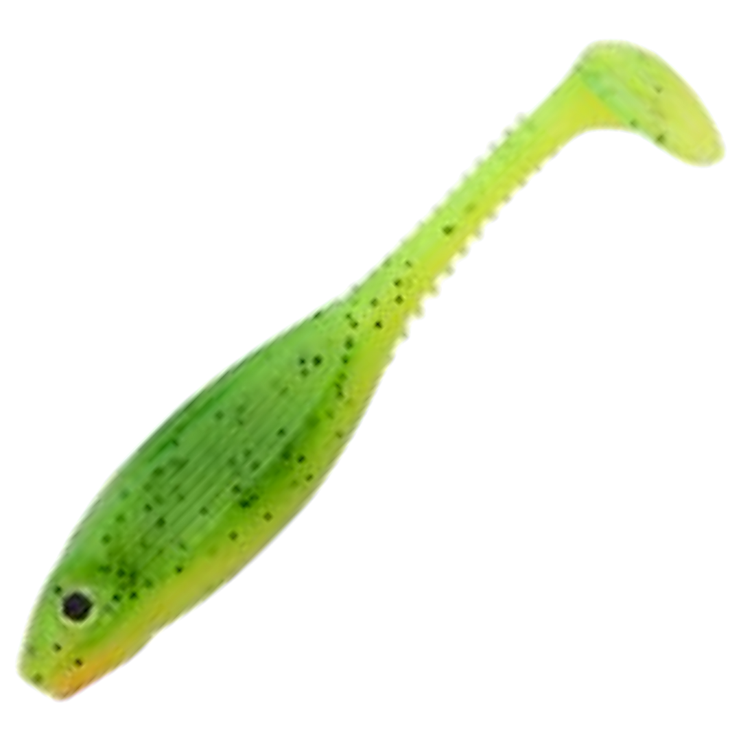 Gunki Grubby Shad Jigi 6cm, väri Firetiger: vihreä selkä, kellanvihreä vatsa ja mustat pilkut