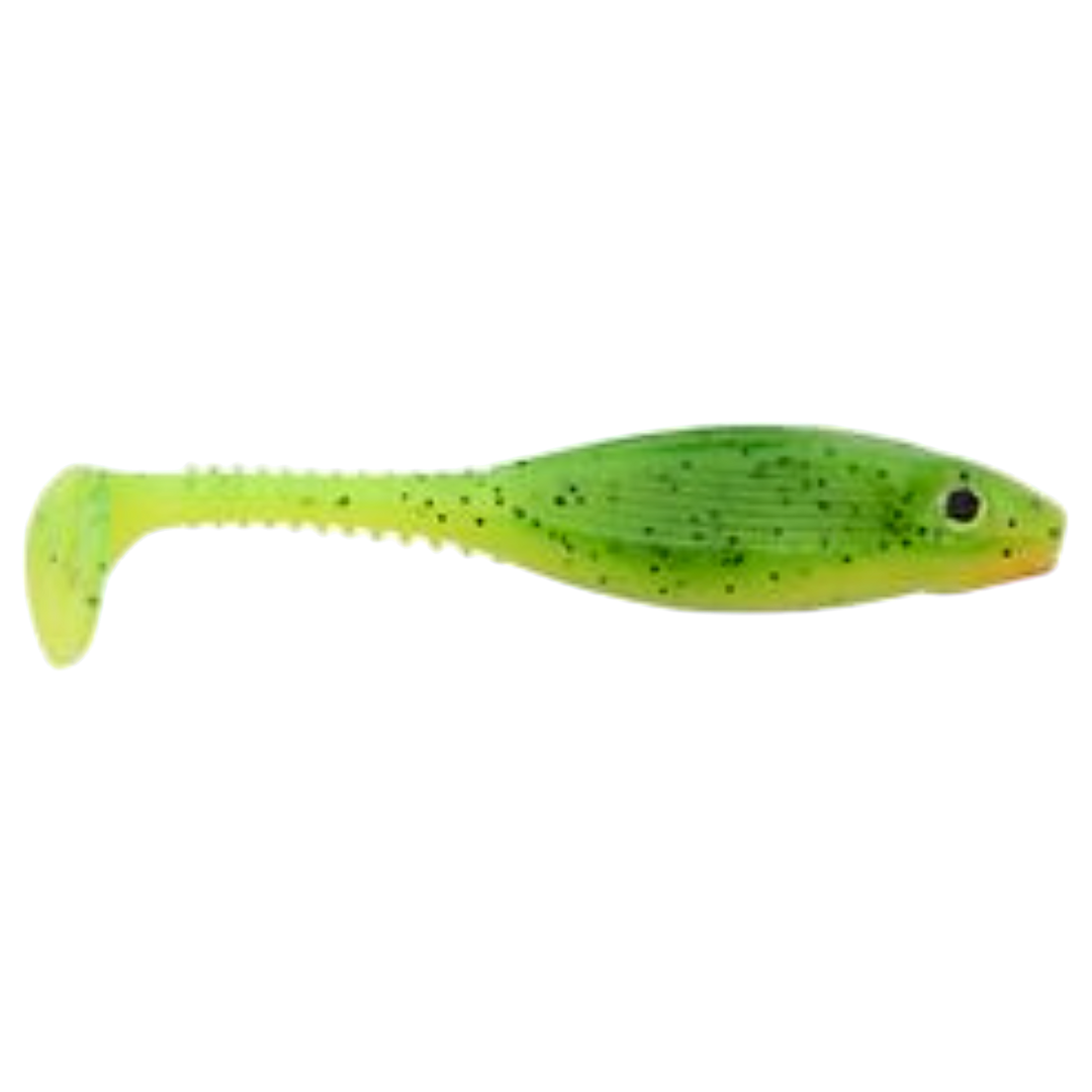 Gunki Grubby Shad Jigi 6cm Firetiger sivulta, pää oikealla