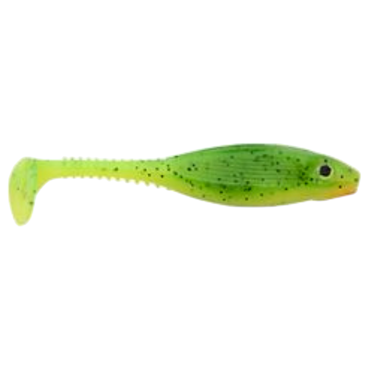 Gunki Grubby Shad Jigi 6cm Firetiger sivulta, pää oikealla